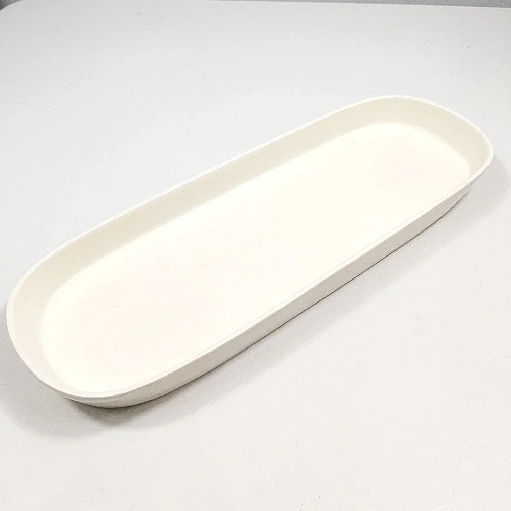 Rae Dunn Artisan Collection Magenta Cream Ceramic Oblong Serving Platter Tray14